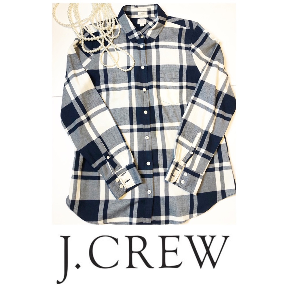 J Crew 💯 Cotton Navy Button Down Long Sleeve Shirt Size M
